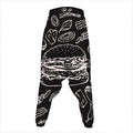 Black And White Hamburger Print Hammer Pants