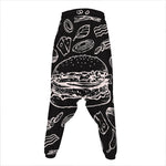 Black And White Hamburger Print Hammer Pants