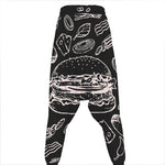 Black And White Hamburger Print Hammer Pants