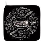 Black And White Hamburger Print Hand Towel