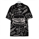 Black And White Hamburger Print Hawaiian Shirt