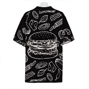 Black And White Hamburger Print Hawaiian Shirt