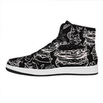 Black And White Hamburger Print High Top Leather Sneakers