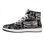 Black And White Hamburger Print High Top Leather Sneakers