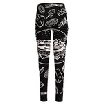 Black And White Hamburger Print High-Waisted Pocket Leggings