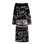 Black And White Hamburger Print Hooded Bathrobe