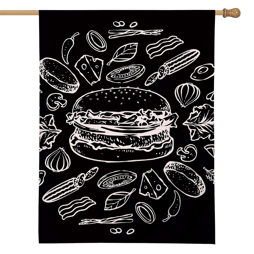 Black And White Hamburger Print House Flag