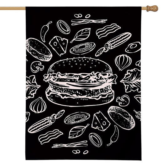 Black And White Hamburger Print House Flag