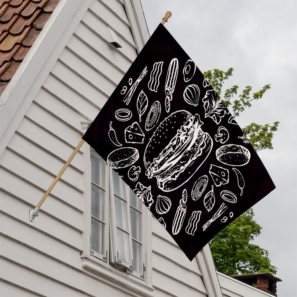 Black And White Hamburger Print House Flag