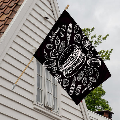 Black And White Hamburger Print House Flag