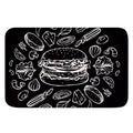 Black And White Hamburger Print Indoor Door Mat
