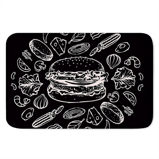 Black And White Hamburger Print Indoor Door Mat