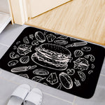 Black And White Hamburger Print Indoor Door Mat