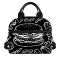 Black And White Hamburger Print Insulated Lunch Bag