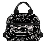 Black And White Hamburger Print Insulated Lunch Bag
