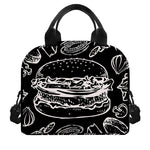 Black And White Hamburger Print Insulated Lunch Bag