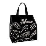 Black And White Hamburger Print Insulated Lunch Tote