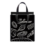 Black And White Hamburger Print Insulated Lunch Tote