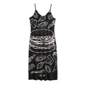 Black And White Hamburger Print Jersey Midi Cami Dress