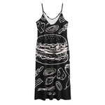 Black And White Hamburger Print Jersey Midi Cami Dress