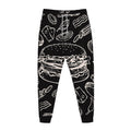 Black And White Hamburger Print Jogger Pants