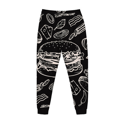 Black And White Hamburger Print Jogger Pants