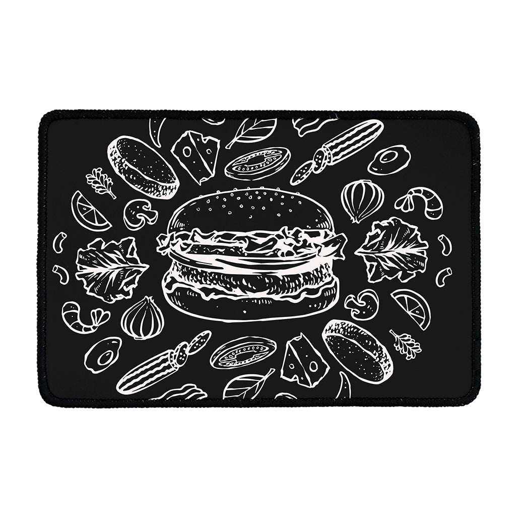 Black And White Hamburger Print Kitchen Mat