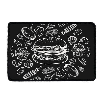Black And White Hamburger Print Kitchen Mat