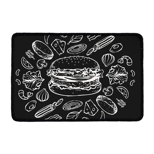 Black And White Hamburger Print Kitchen Mat