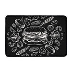 Black And White Hamburger Print Kitchen Mat