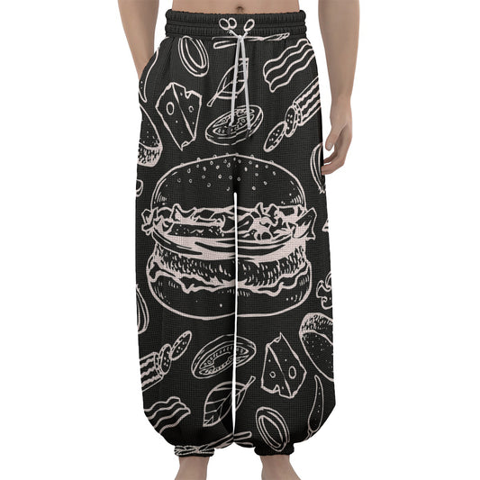 Black And White Hamburger Print Lantern Pants