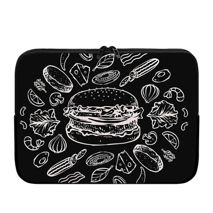 Black And White Hamburger Print Laptop Sleeve