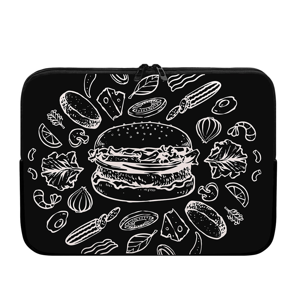 Black And White Hamburger Print Laptop Sleeve
