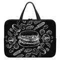 Black And White Hamburger Print Laptop Sleeve With Handle