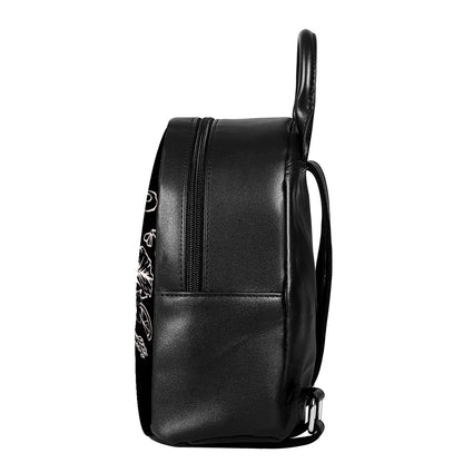 Black And White Hamburger Print Leather Backpack