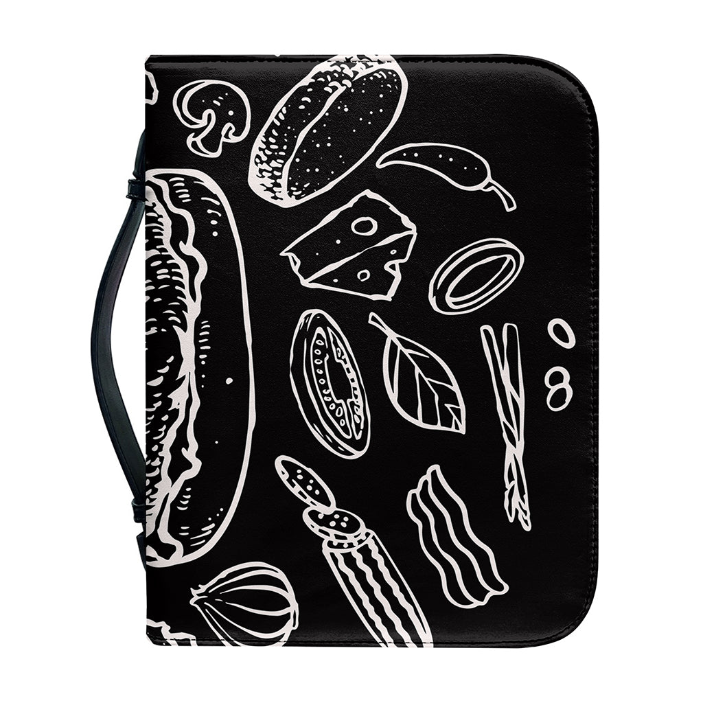 Black And White Hamburger Print Leather Bible Cover