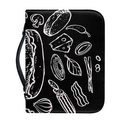 Black And White Hamburger Print Leather Bible Cover