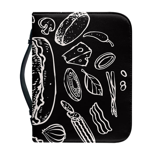 Black And White Hamburger Print Leather Bible Cover
