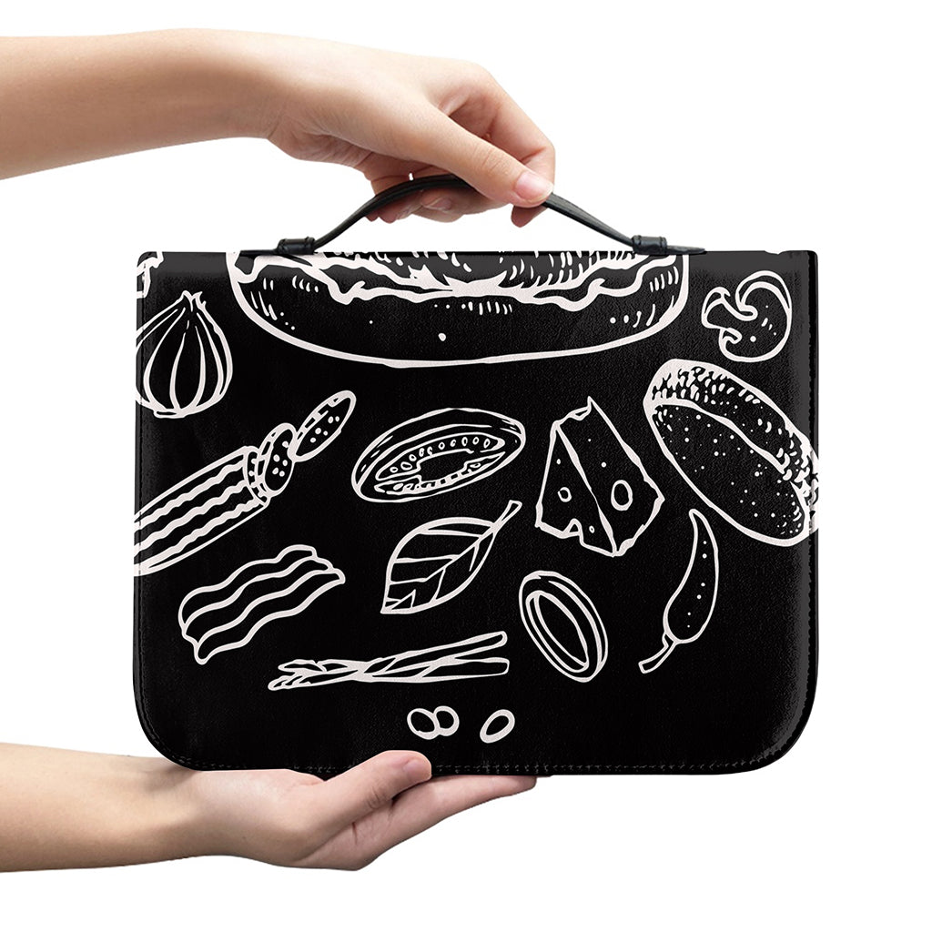 Black And White Hamburger Print Leather Bible Cover