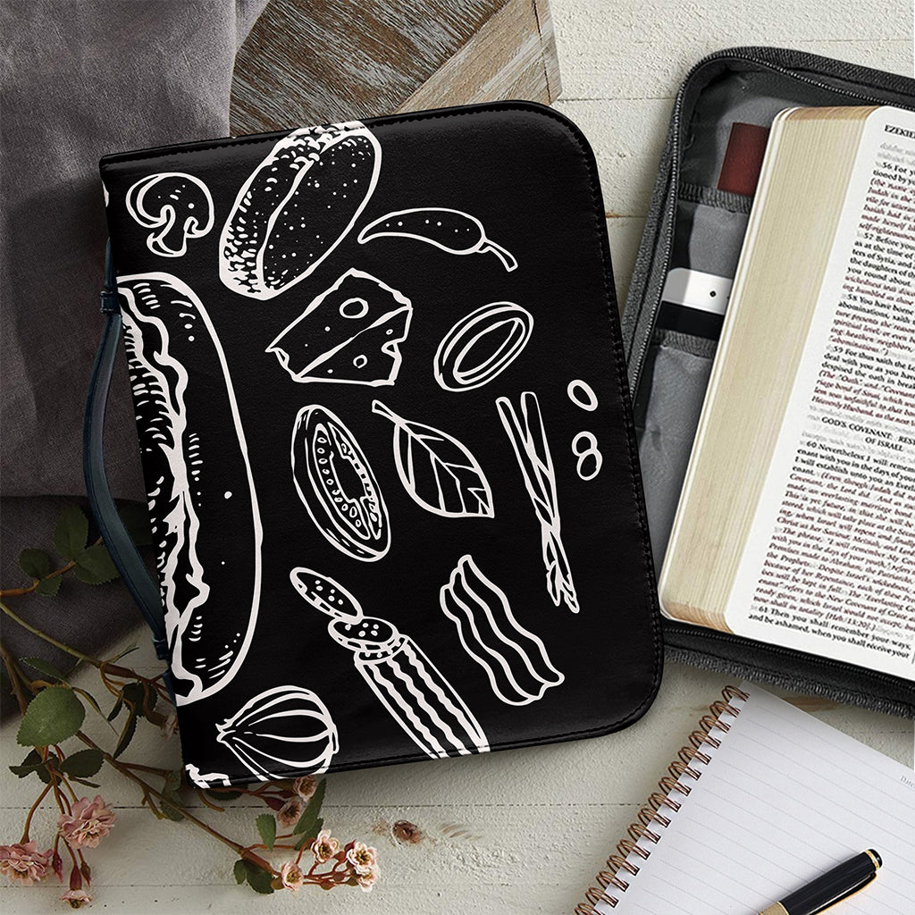 Black And White Hamburger Print Leather Bible Cover