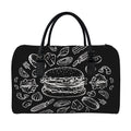 Black And White Hamburger Print Leather Duffel Bag