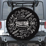 Black And White Hamburger Print Leather Spare Tire Cover
