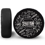Black And White Hamburger Print Leather Spare Tire Cover