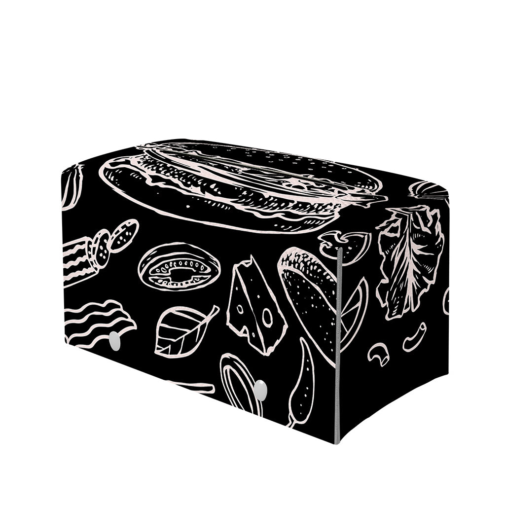 Black And White Hamburger Print Leather Tissue Box Cover