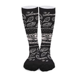 Black And White Hamburger Print Long Socks