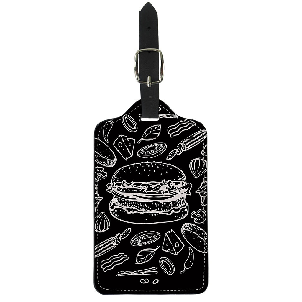 Black And White Hamburger Print Luggage Tag