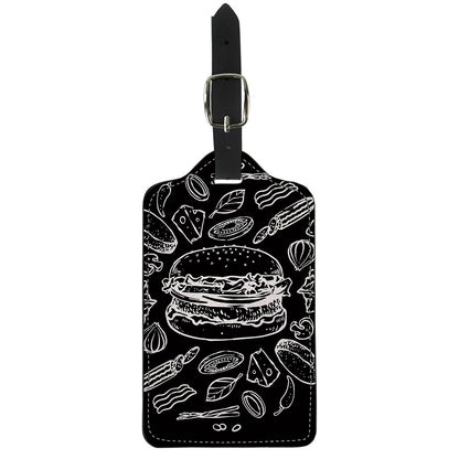 Black And White Hamburger Print Luggage Tag