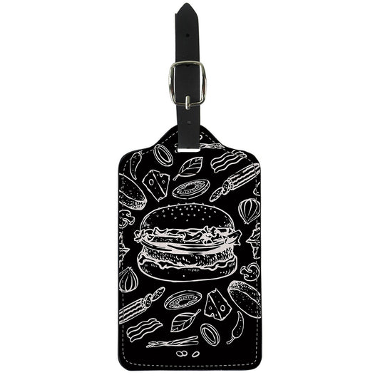 Black And White Hamburger Print Luggage Tag