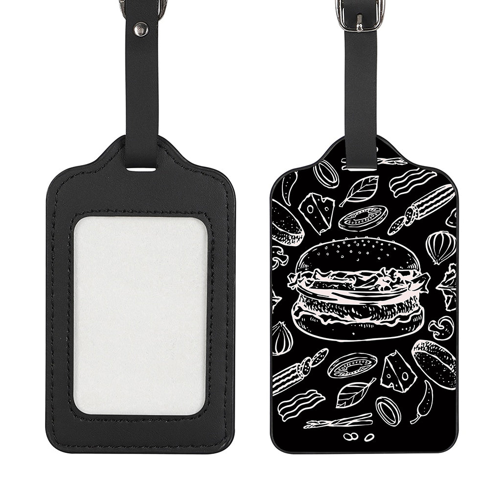 Black And White Hamburger Print Luggage Tag
