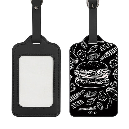 Black And White Hamburger Print Luggage Tag
